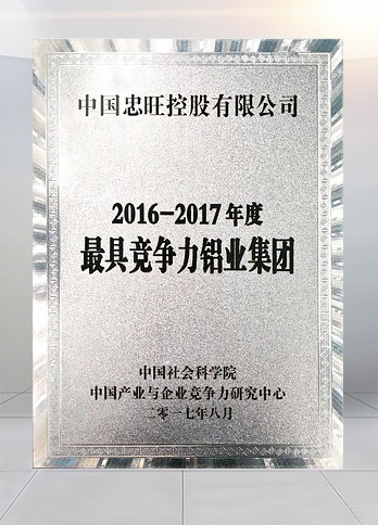 中國社會科學院「2016-2017年度最具競爭力鋁業集團」